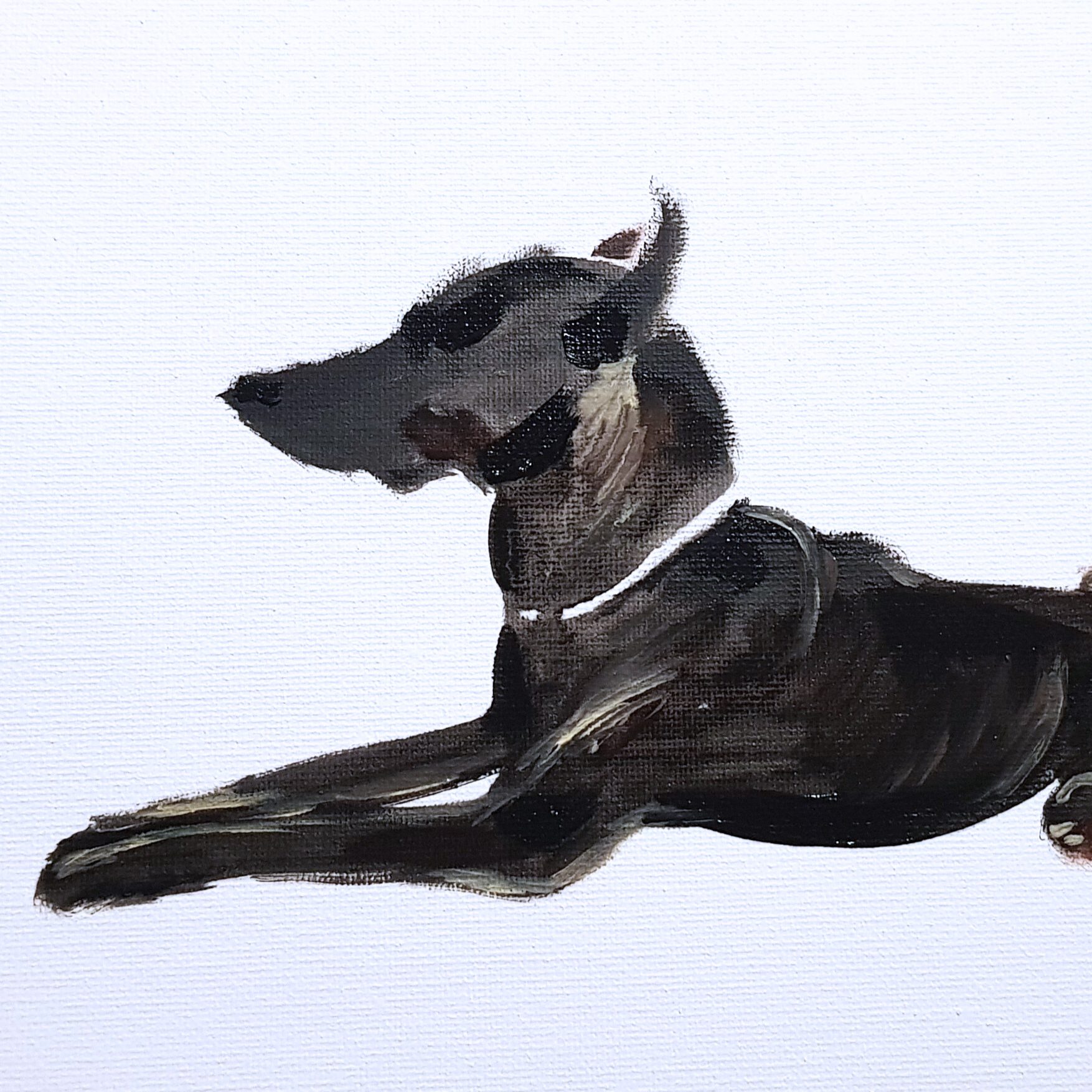 black dog profile made with oil 