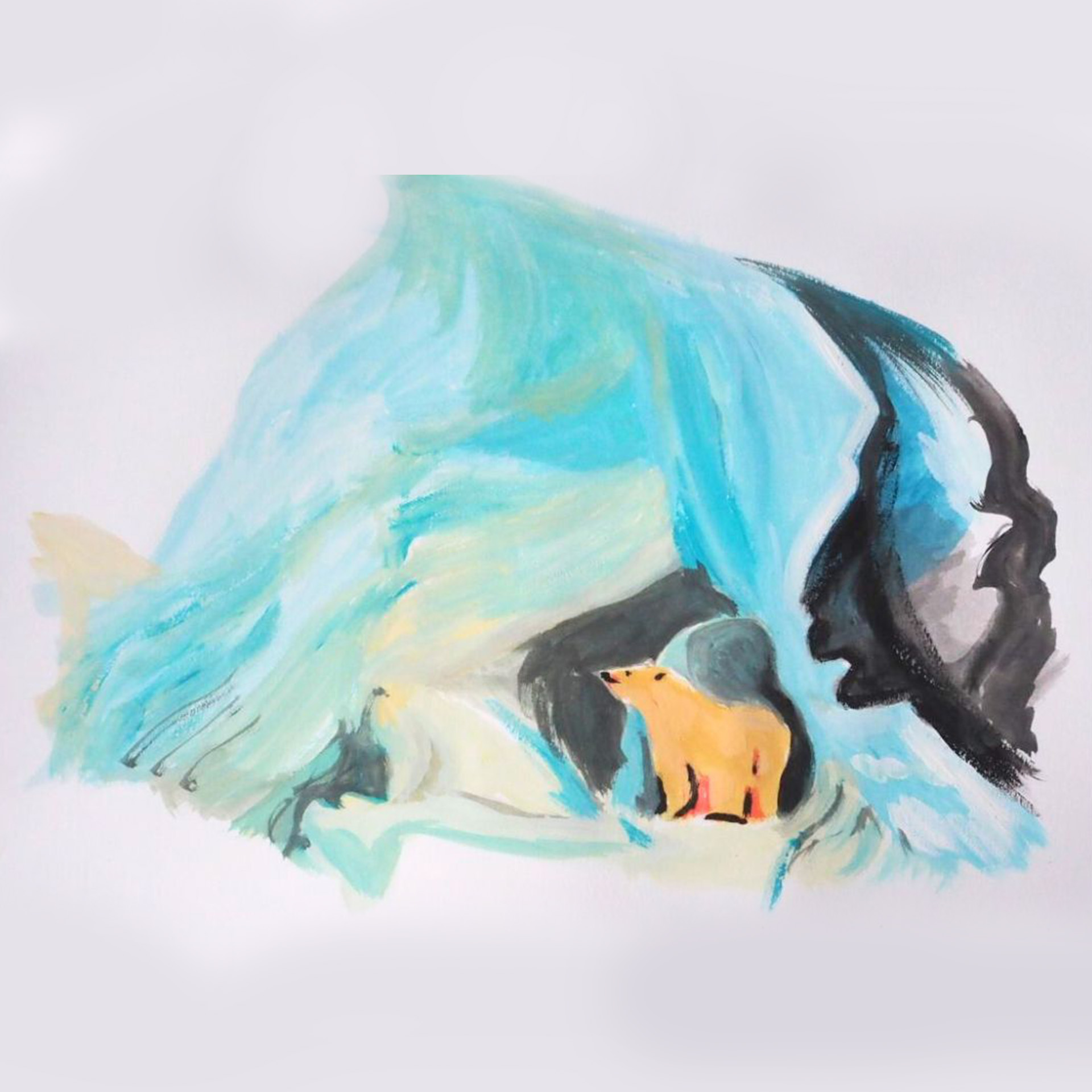 polar bear under ice block