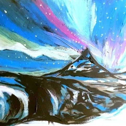 arctic landscape with northern light